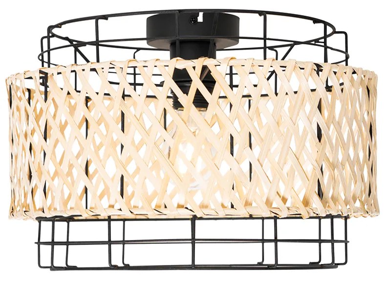 Candeeiro de teto oriental preto com bambu - Irena