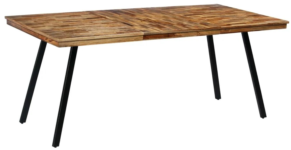 Mesa de jantar madeira de teca recuperada e aço 180x90x76 cm