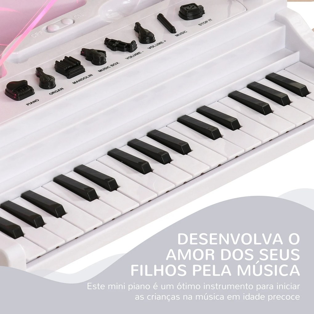 AIYAPLAY Piano Eletrónico para Crianças com 32 Teclas Piano com Microf