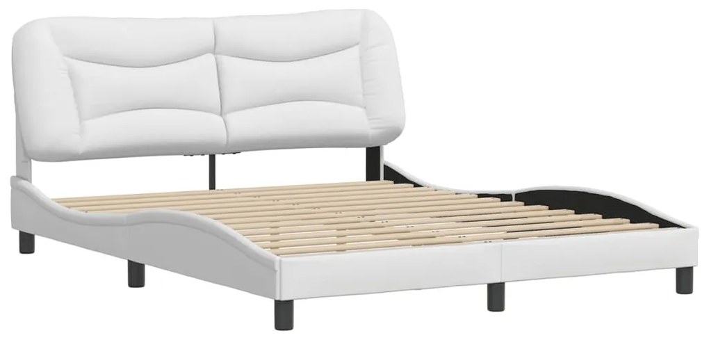 Estrutura cama c/ cabeceira 160x200 cm couro artificial branco