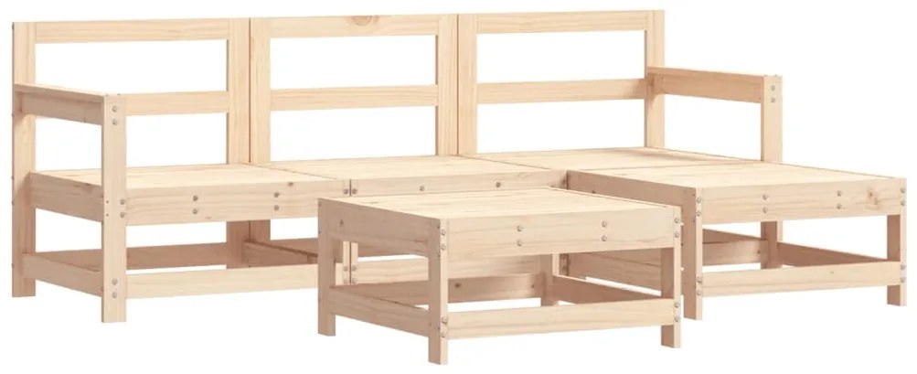 5 pcs conjunto lounge jardim com almofadões madeira maciça