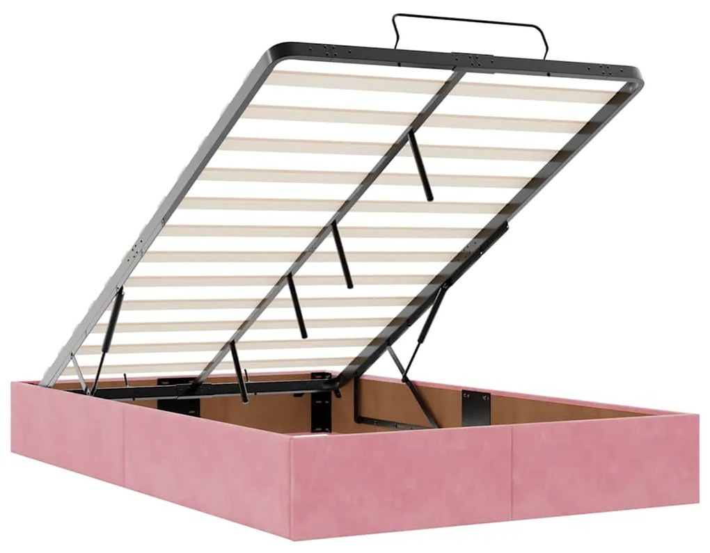 Ottoman Bed Frame No Colchão Rosa 120x190 cm Veludo