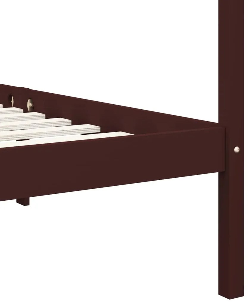 Estrutura cama com toldo 120x200cm pinho maciço castanho-escuro