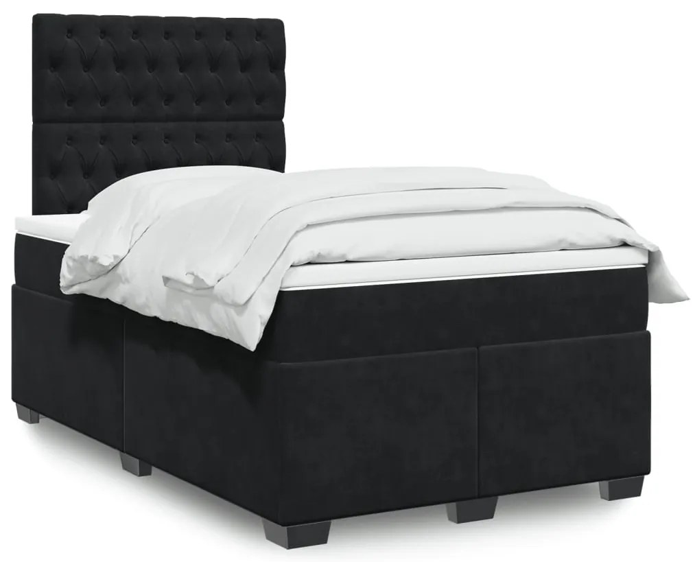 Cama boxspring com colchão 120x190 cm veludo preto