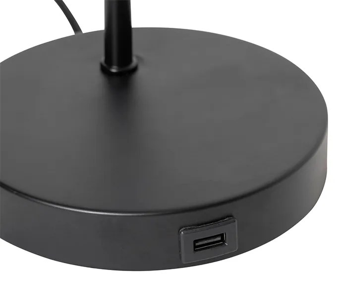 Candeeiro de mesa preto moderno com usb - Facil Moderno