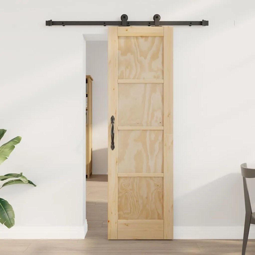 vidaXL Porta Deslizante Manual Natural e preto 61 x 198,5 cm