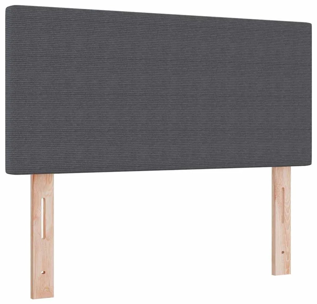 Cama Box Spring com Colchão &amp; Luz LED Cinza Escura 120x200 cm Tecido C