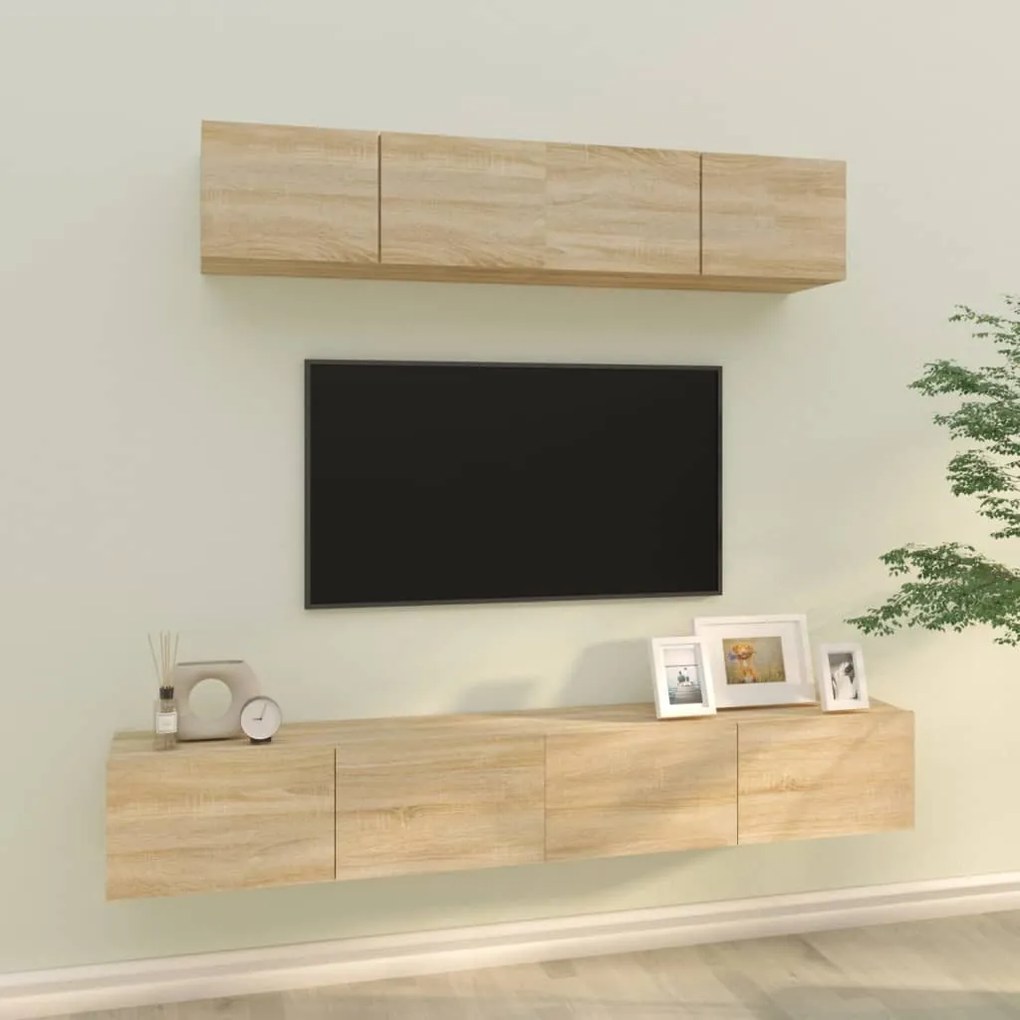 vidaXL Conjunto móveis de TV 4 pcs madeira processada carvalho sonoma