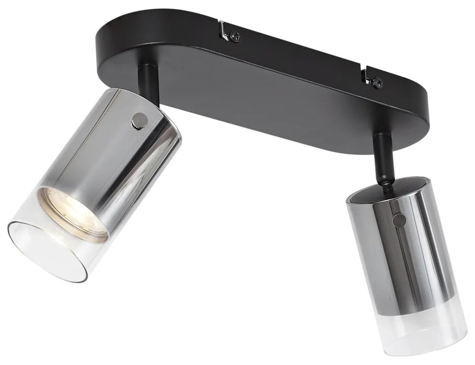 Foco de teto moderno cor de bronze 2-luzes giratório e ajustável - Drain