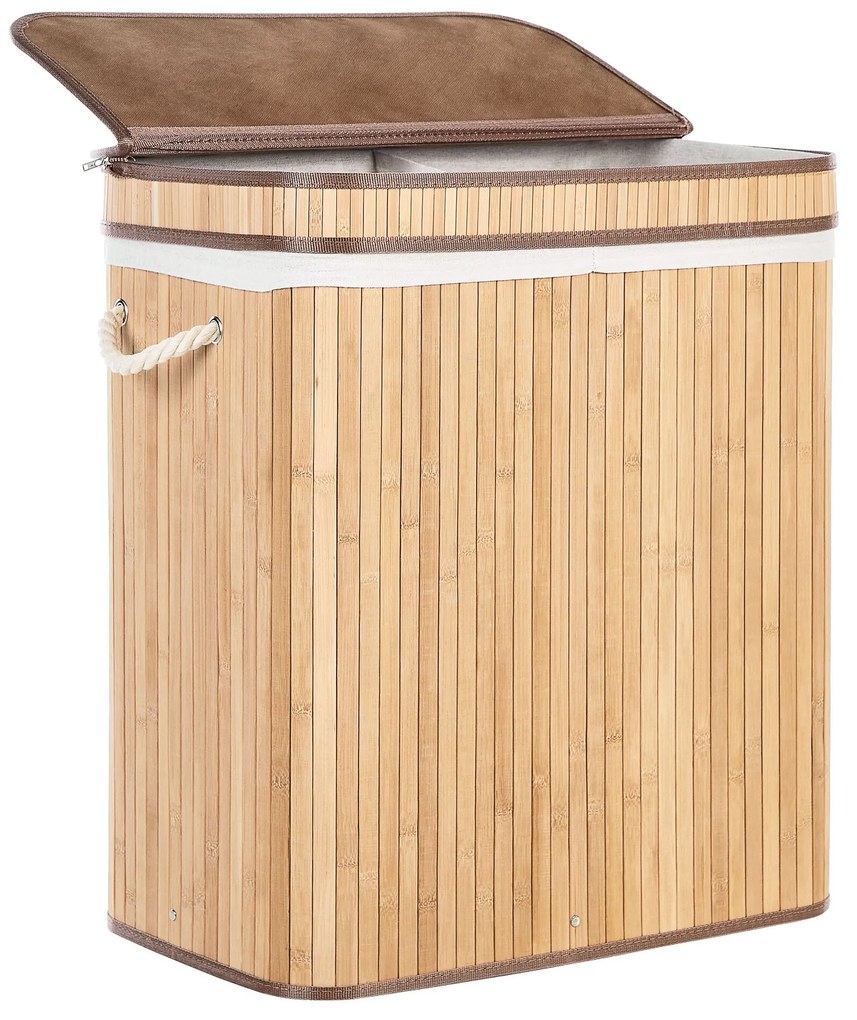 Cesto em madeira de bambu clara 60 cm KALTHOTA Beliani