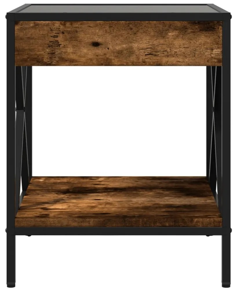 Mesa de cabeceira c/ LED Infinity 40x40x49 cm carvalho fumado