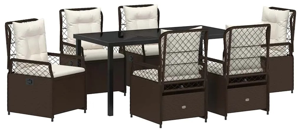 Conjunto de Jantar de Jardim 7 Peças Castanho em Rattan Sintético