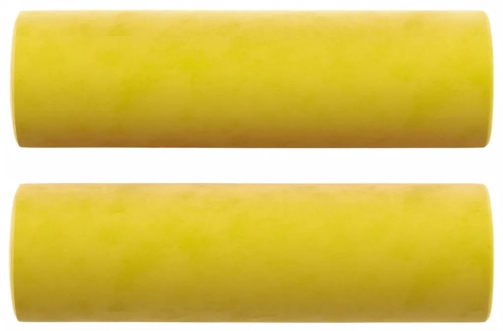 Sofá 2 lugares c/ almofadas decorativas 140 cm veludo amarelo