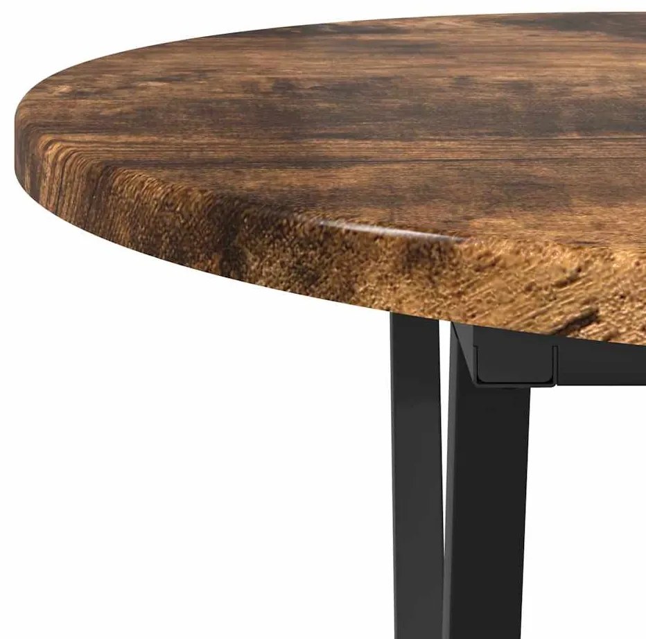 Mesa de Centro em Carvalho Defumado 80x40x40,5 cm em Madeira e Metal