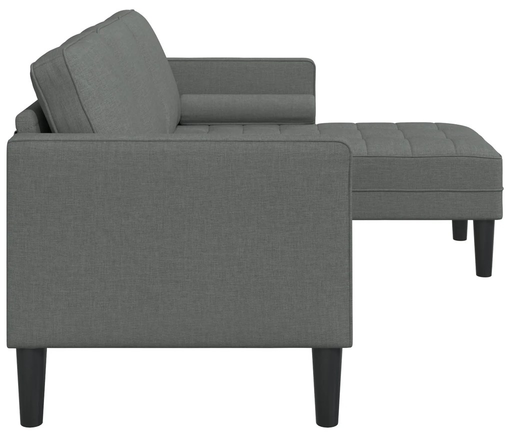Sofá L de 3 Lugares vidaXL Cinza Escuro 160 cm Tecido