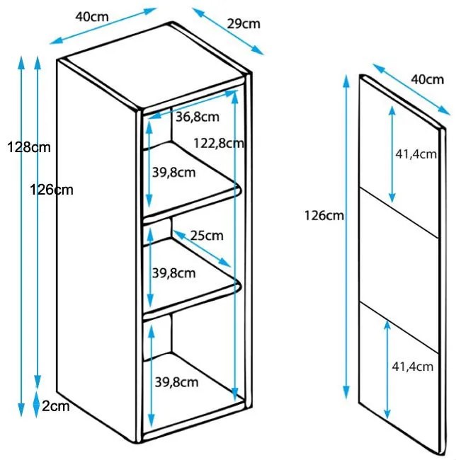 Vitrine Lukis de 128cm - Preto - Design Moderno