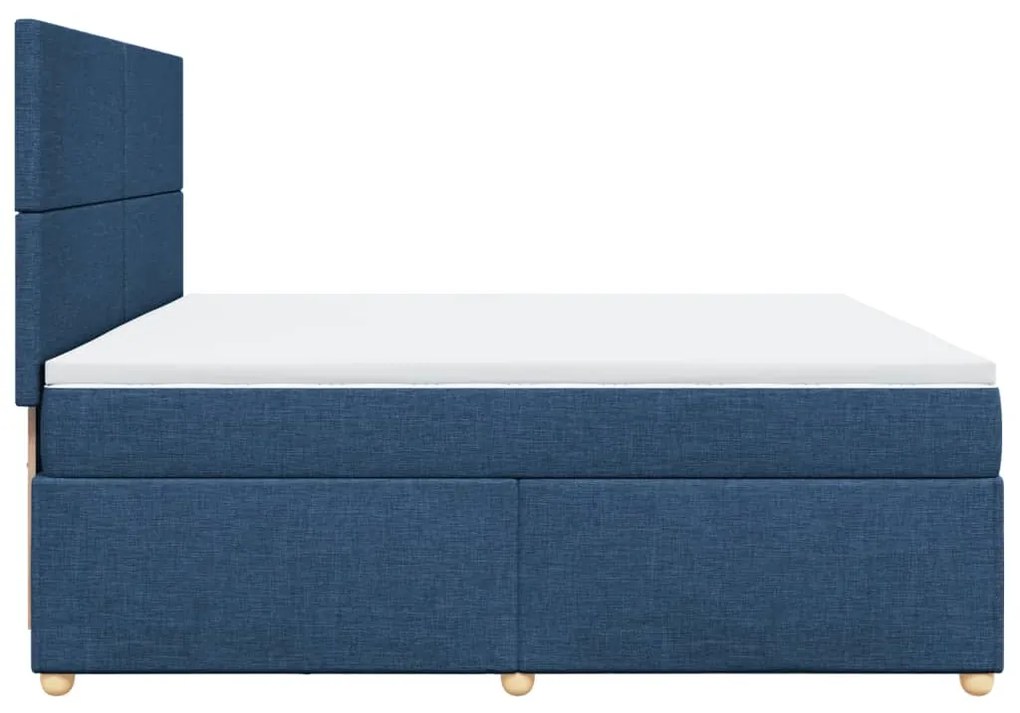 Cama com molas/colchão 200x200 cm tecido azul