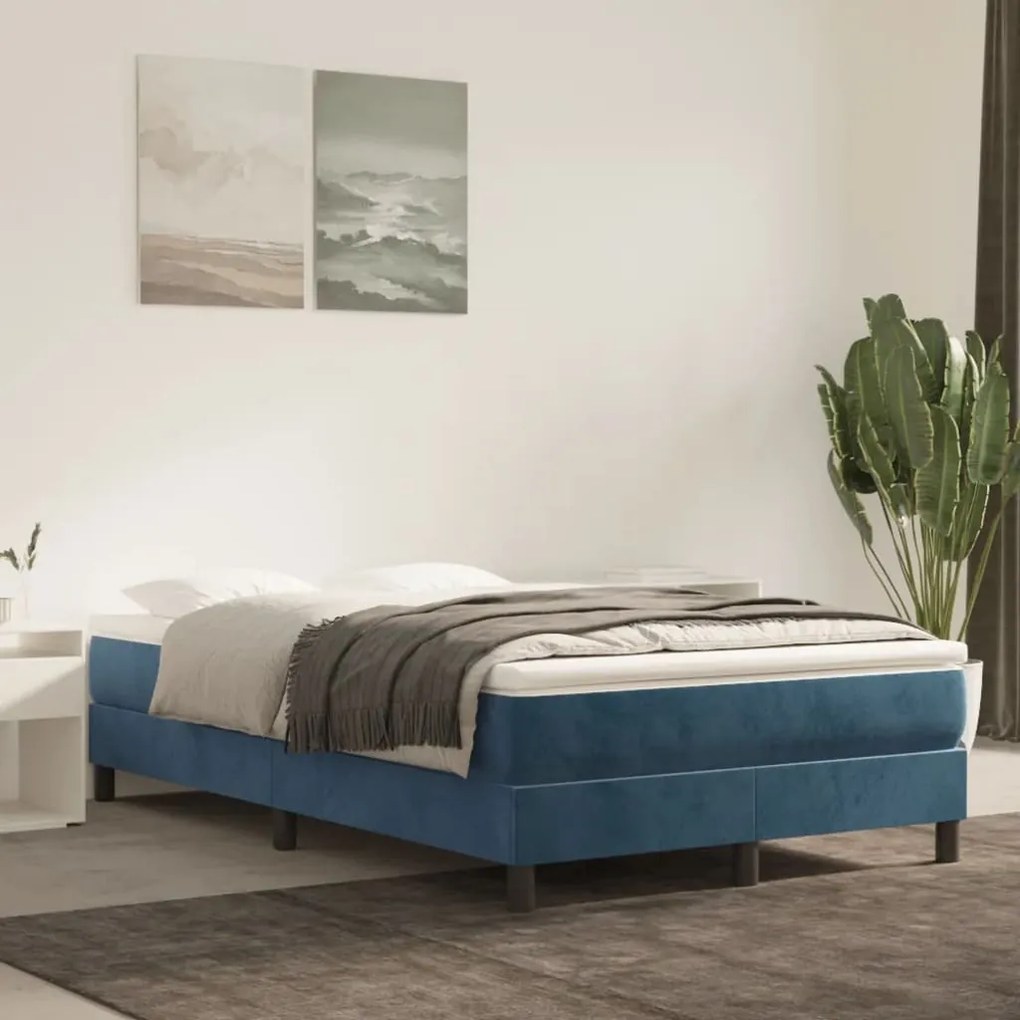 vidaXL Estrutura de cama com molas 120x200 cm veludo azul