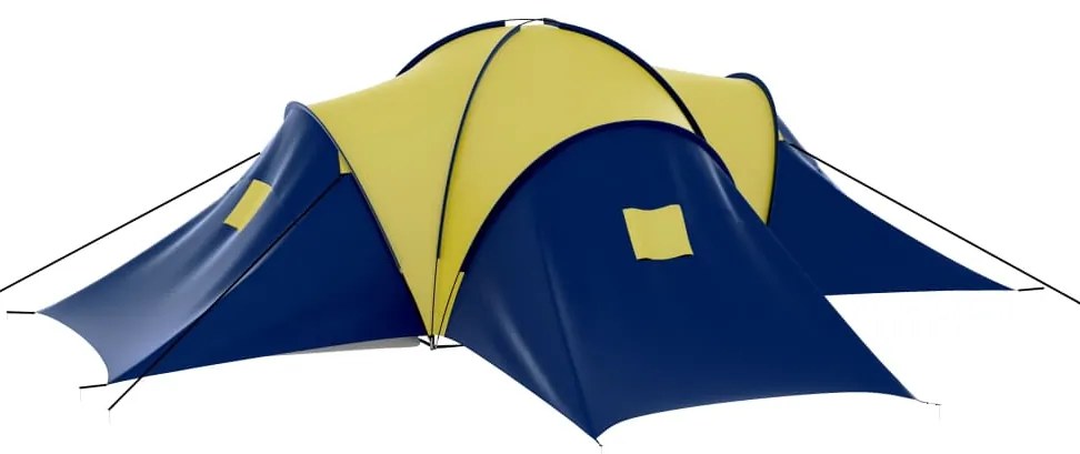 Tenda de campismo 9 pessoas tecido azul e amarelo