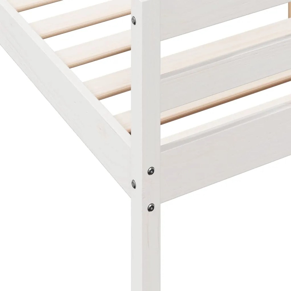 Cama sem colchão 140x200 cm madeira de pinho maciça branco