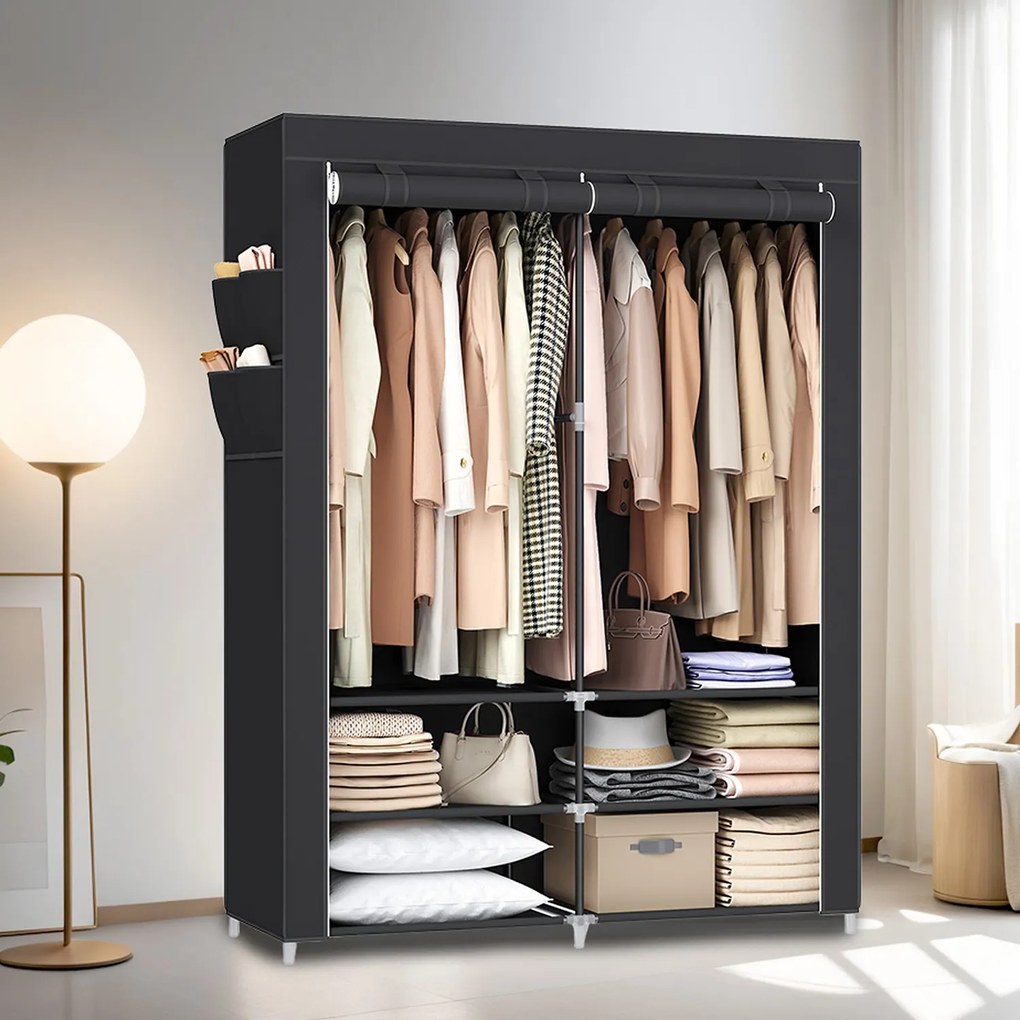 Guarda Roupa em tecido 45 x 127 x 176 cm Preto