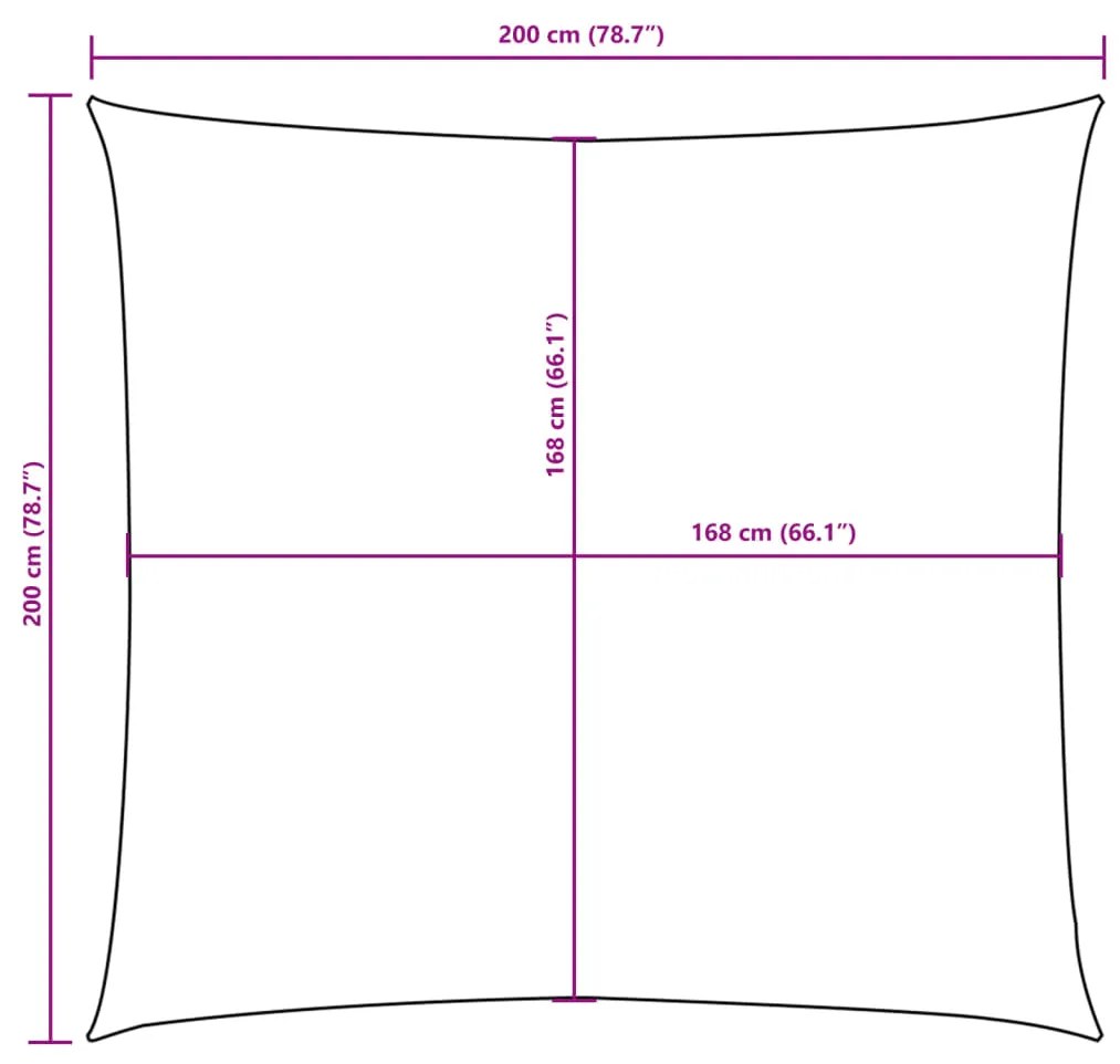 Guarda-sol tecido Oxford quadrado 2x2 m terracota