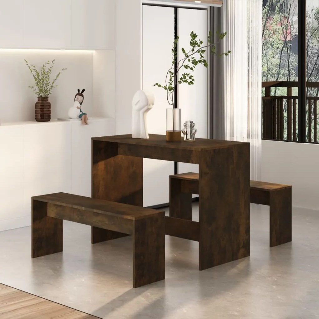 3 pcs conjunto de jantar derivados de madeira carvalho fumado