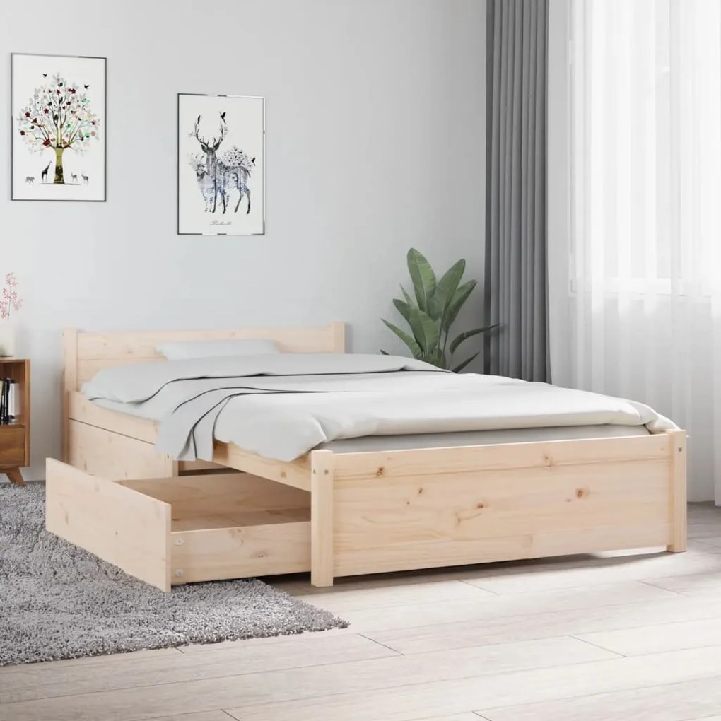 vidaXL Estrutura de cama c/ gavetas 90x190 cm Single