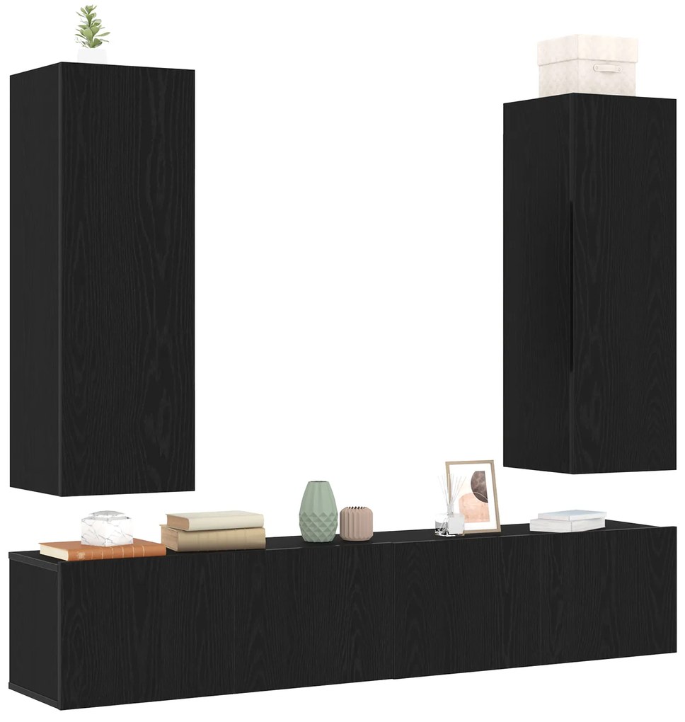 Conjunto de Estante de TV vidaXL com 4 Peças Montadas na Parede em Mad