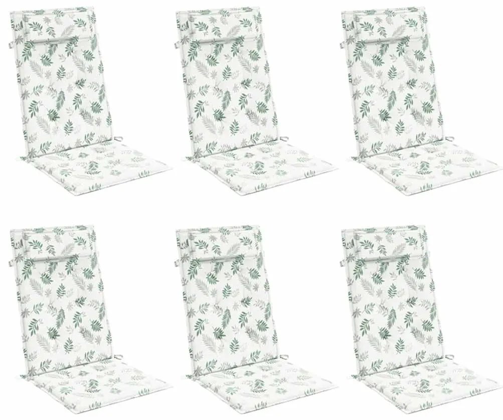 Almofadões p/ cadeira encosto alto 6 pcs tecido oxford folhas