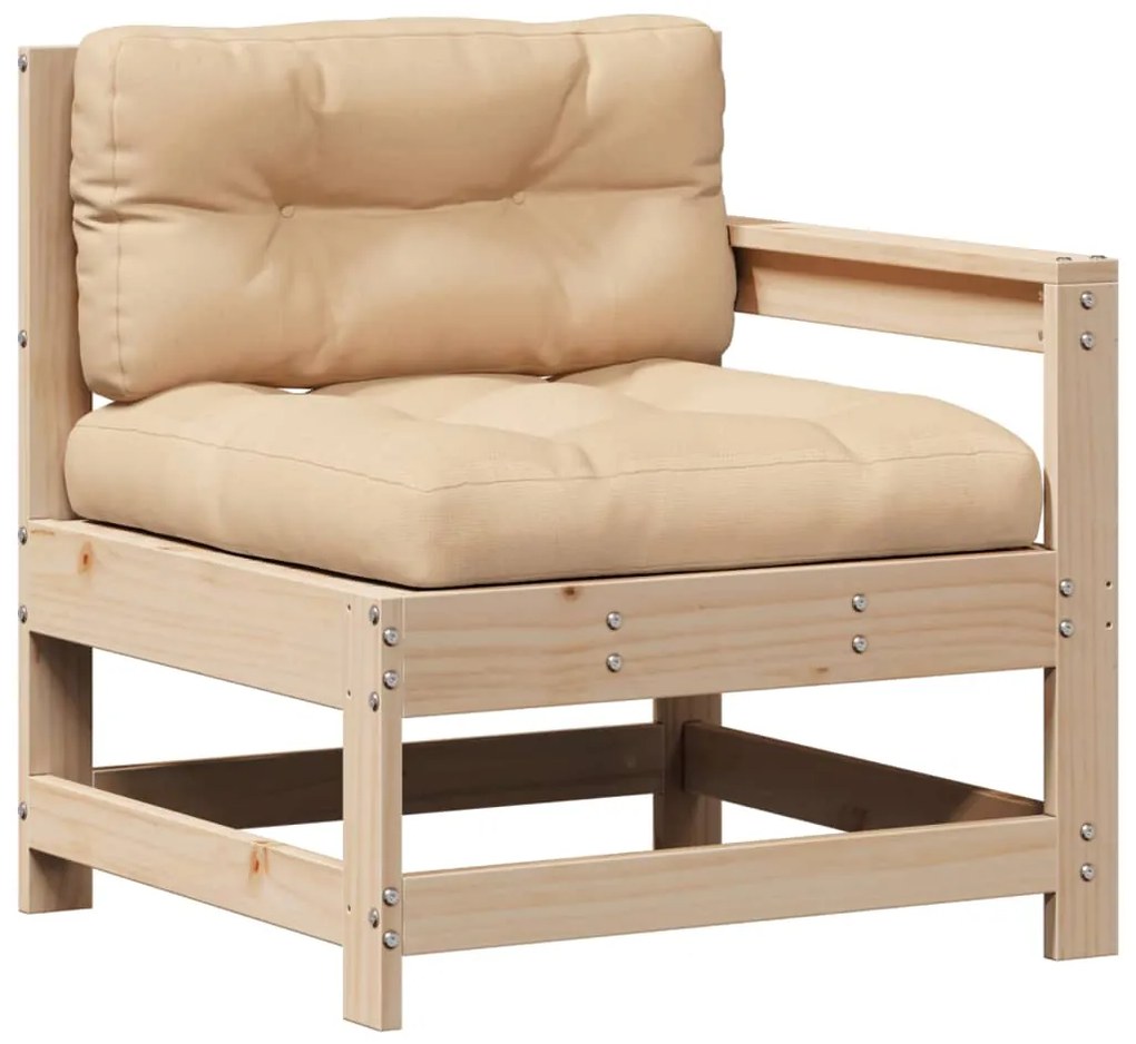 7 pcs conjunto lounge de jardim c/ almofadões pinho maciço