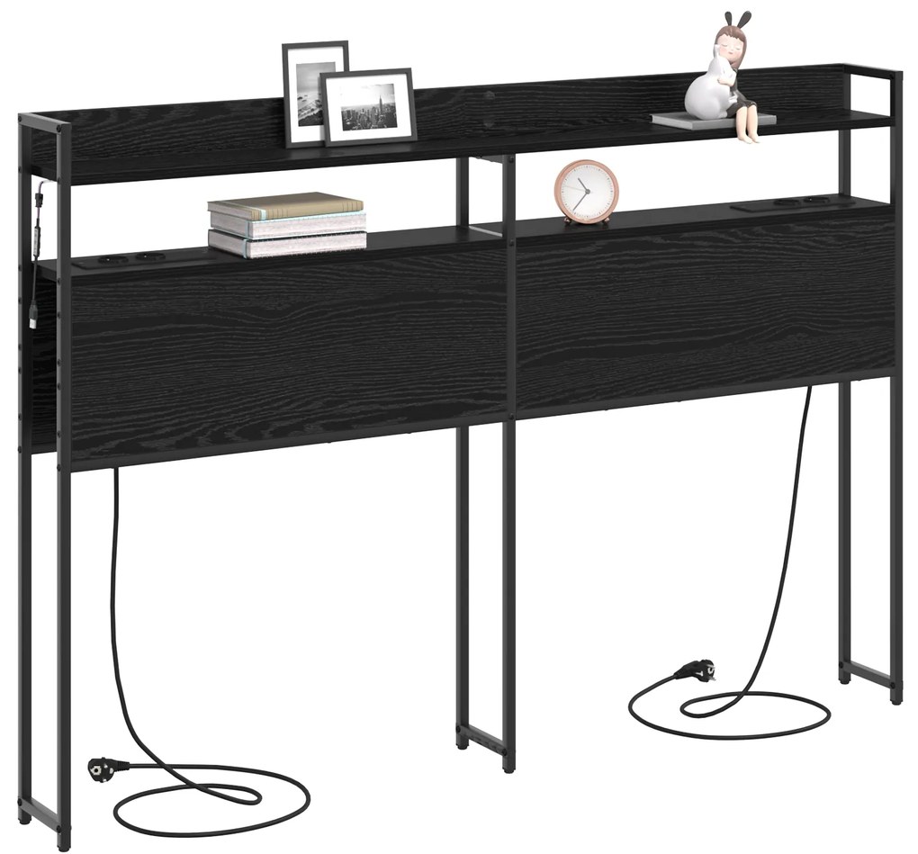 Cabeceira de armazenamento Carvalho preto 135 cm