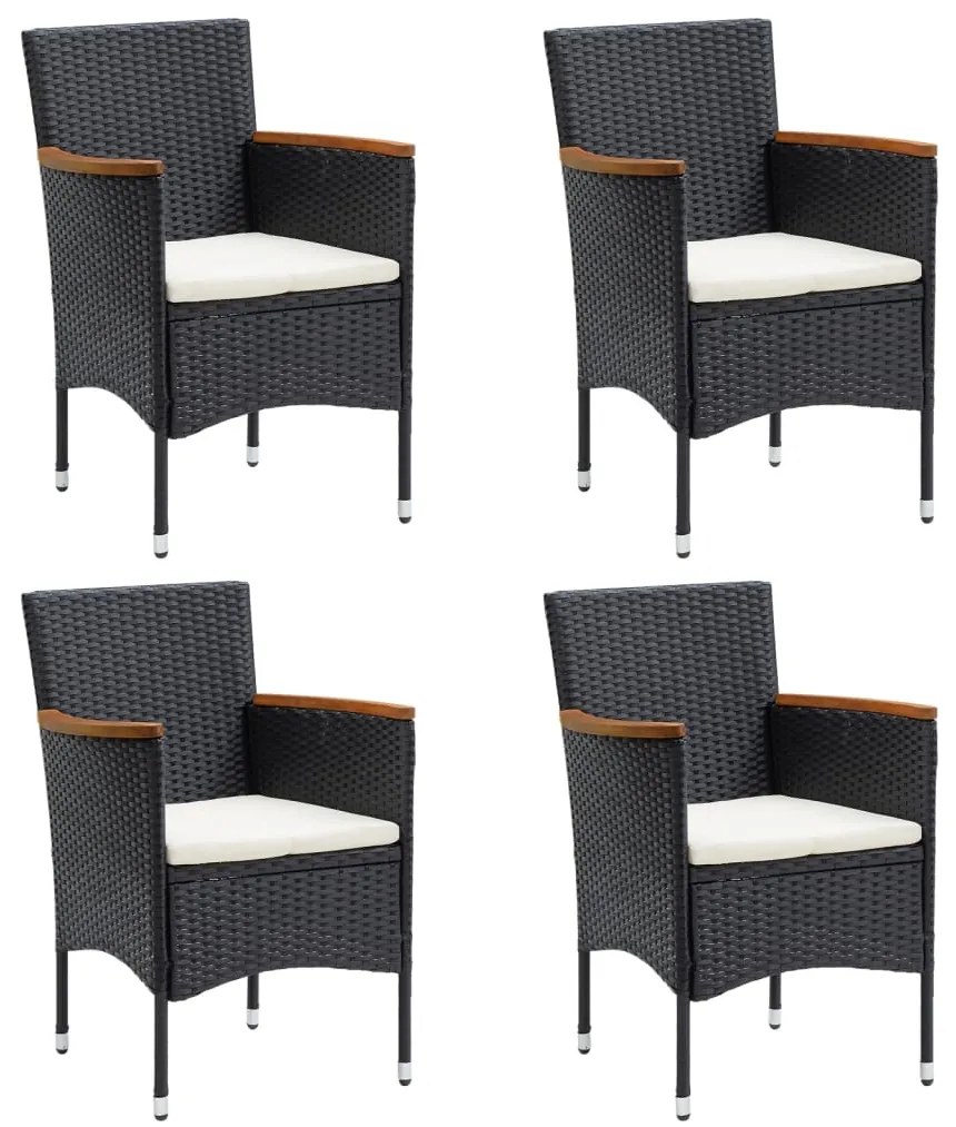 5 pcs conjunto de jantar p/ jardim c/ almofadões preto