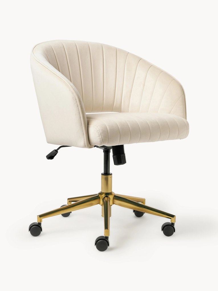 Cadeira de escritório em veludo com apoio de braços e regulável em altura Laria