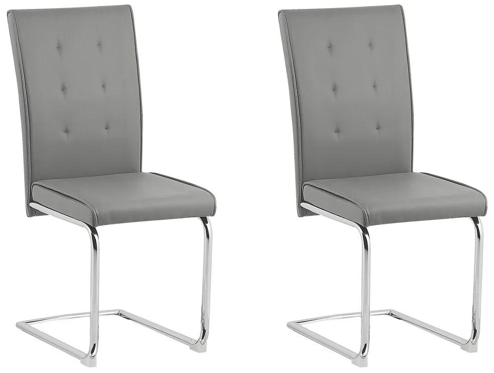 Conjunto de 2 cadeiras em pele sintética cinzenta ROVARD Beliani