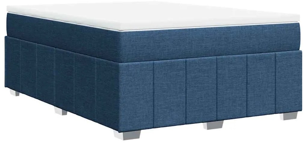 Cama com molas/colchão 140x190 cm tecido azul