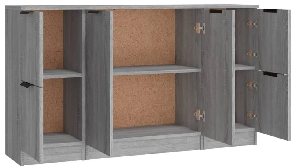 Aparadores 3 pcs madeira processada cinzento sonoma