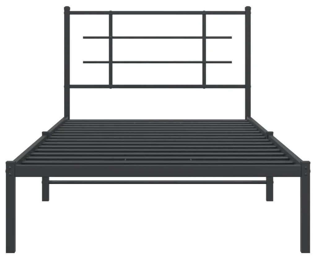 Estrutura de cama com cabeceira 100x200 cm metal preto