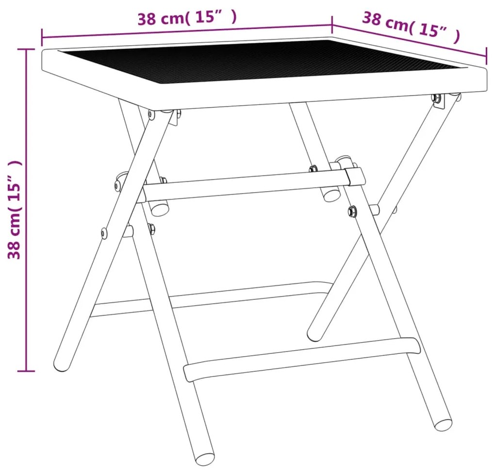 Mesa de jardim dobrável 38x38x38 cm malha de aço antracite