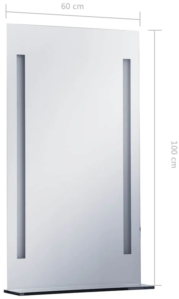 Espelho de parede LED c/ prateleira para casa de banho 60x100cm