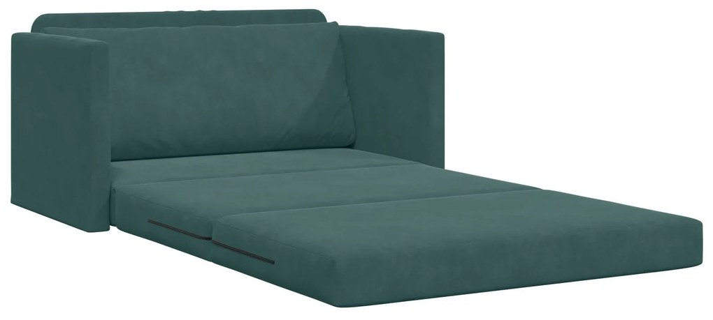 Sofá Cama de Piso 2 em 1 Verde Escuro 124x204x61 cm Veludo
