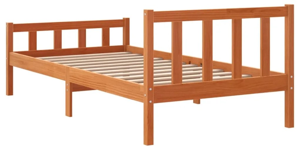 Cama sem colchão 75x190 cm madeira de pinho maciça castanho-mel