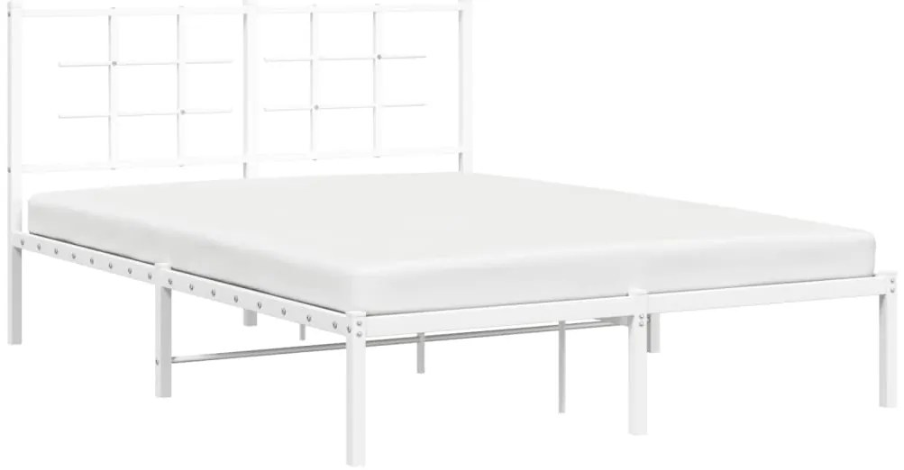 Estrutura de cama com cabeceira 140x200 cm metal branco