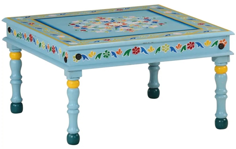 VidaXL Mesa de centro pintada à mão mangueira maciça azul turquesa