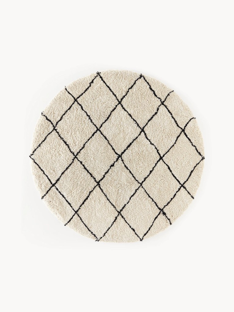 Tapete redondo felpudo artesanal de pelo comprido Naima