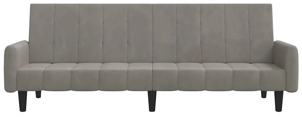 Sofá-cama de 2 lugares veludo cinzento-claro