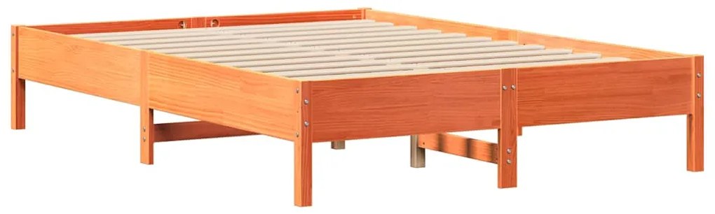 Cama sem colchão 140x200 cm madeira pinho maciça castanho-mel