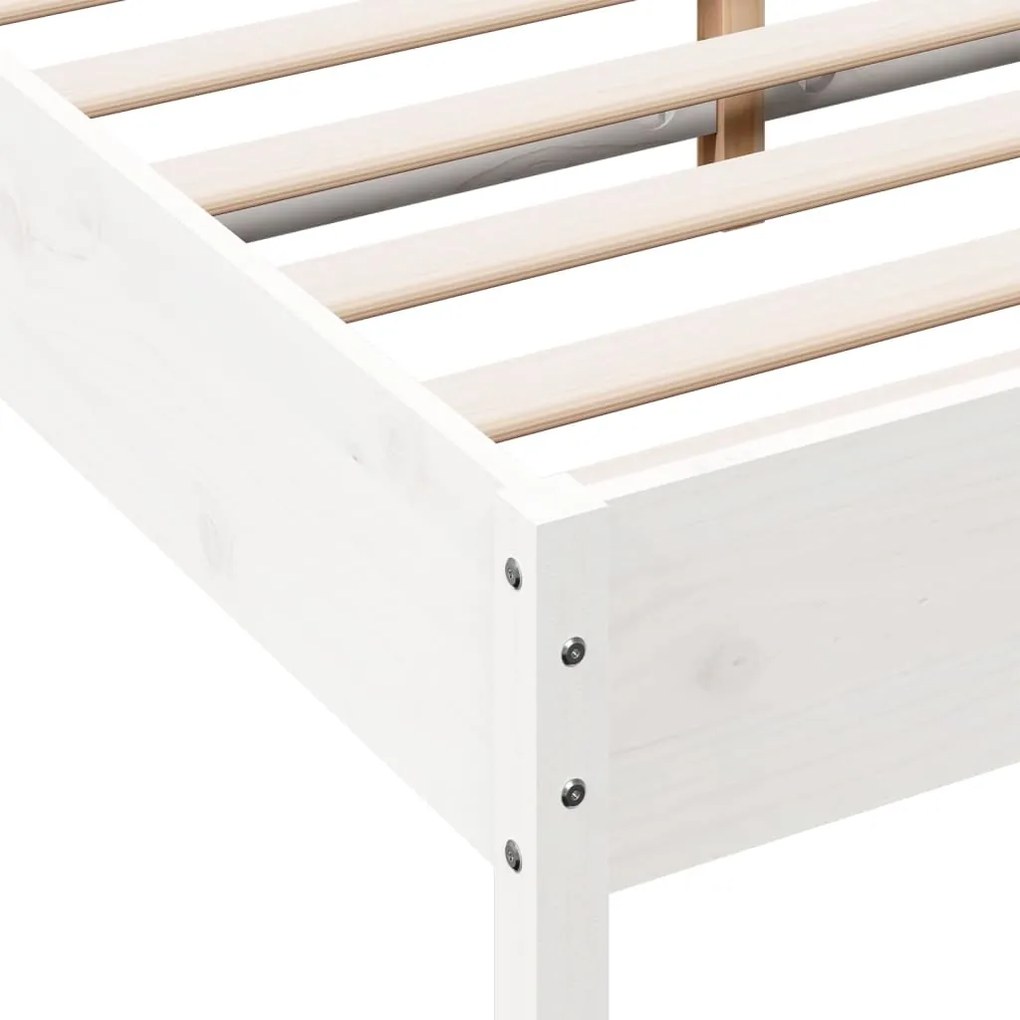 Cama sem colchão 140x190 cm madeira de pinho maciça branco