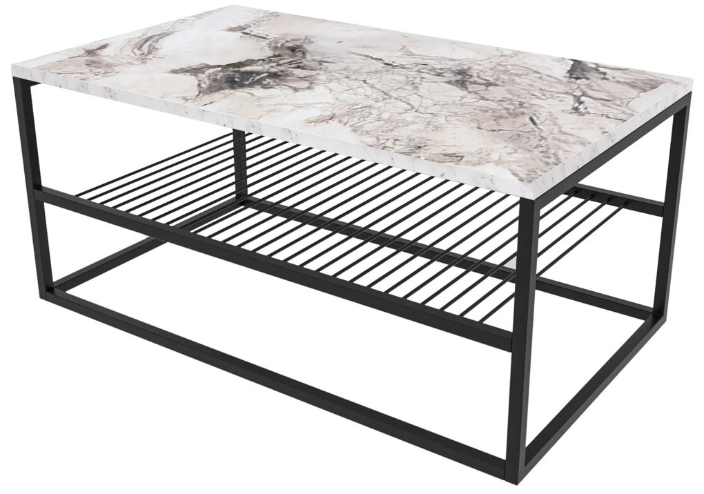 Mesa de Centro Asude – Branco e Preto – 95x42x55 cm