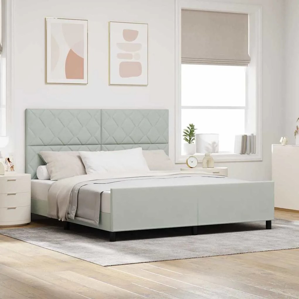 vidaXL Cama Box com cabeceira Cinzento-claro 180 x 200 cm Veludo